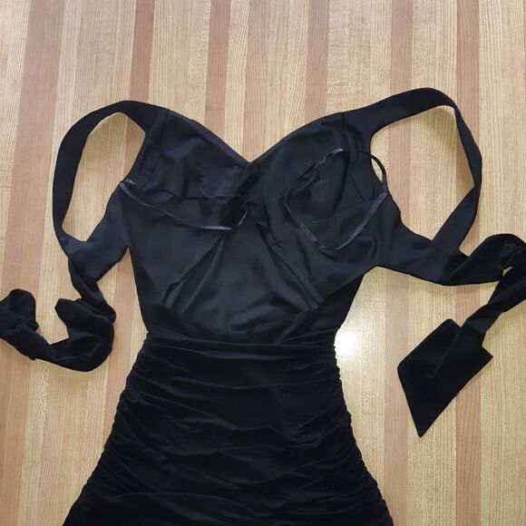 Le chateau Black Long Ruched Knit Formal Dress XXS - Picture 8 of 15